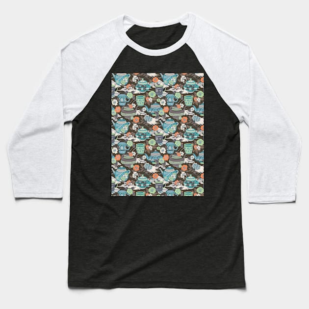 Tea time japanese style Baseball T-Shirt by Remotextiles
